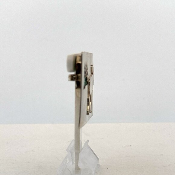 Estate Sterling Silver Moose & Pine Tree Malachite Inlay Rectangular Brooch Pin - Picture 2 of 8